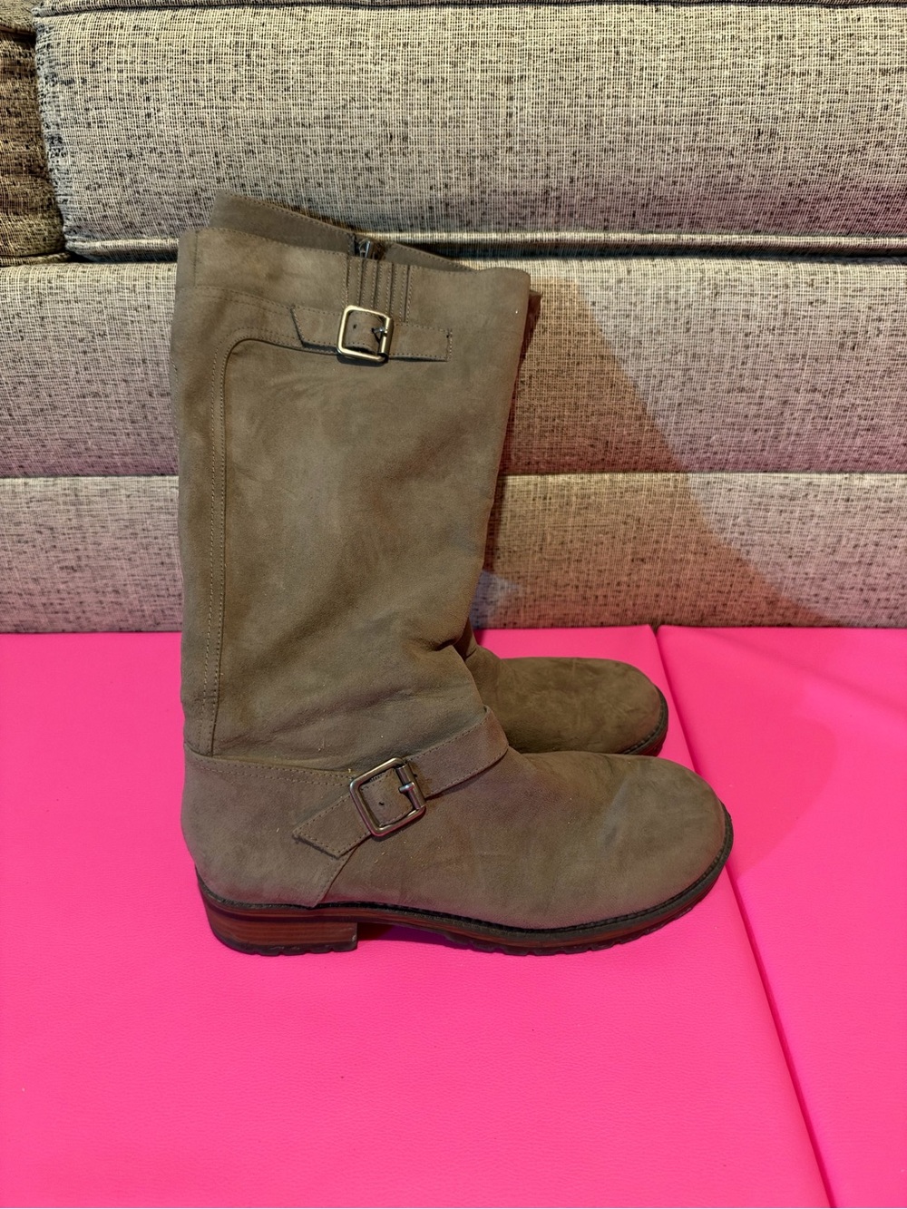 Women’s Taupe Buckle Boots, size 9 1/2 wide